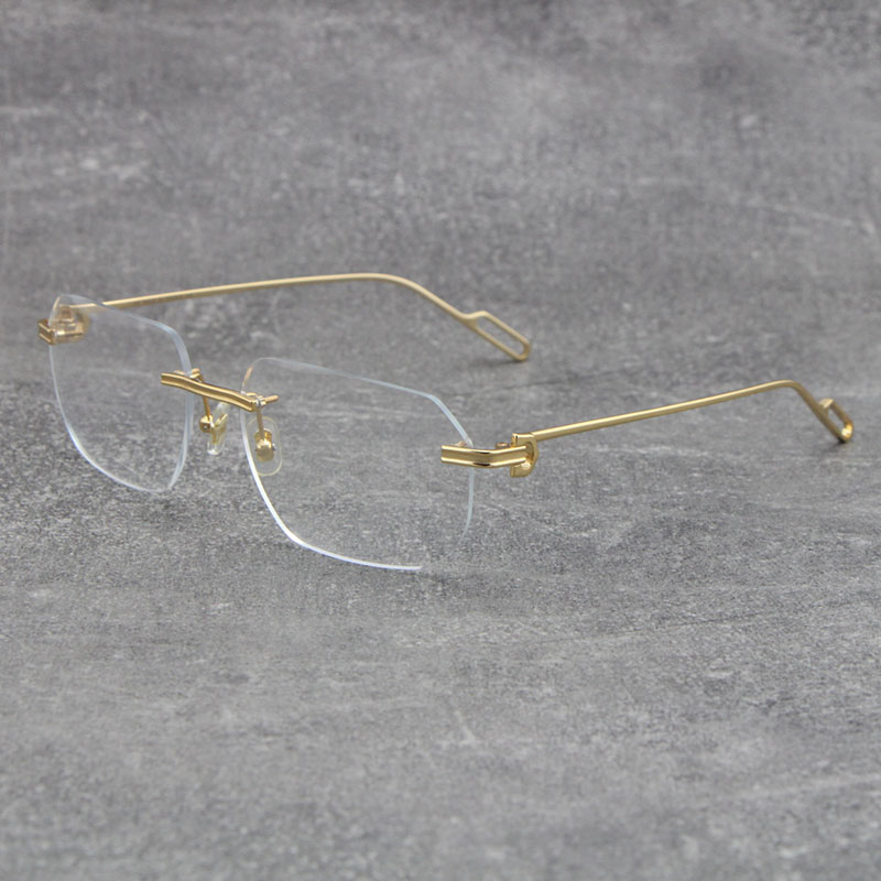 Hot Selling Fashion Protection Cat Eye Eyeglasses Frames Rimless Metal with C Decoration Wire Frame Eyewear Men Woman Large Square male and female 18K Gold
Hot Selling Fashion Protection Cat Eye Eyeglasses Frames Rimless Metal with C Decoration Wire Frame Eyewear Men Woman Large Square male and female 18K Gold