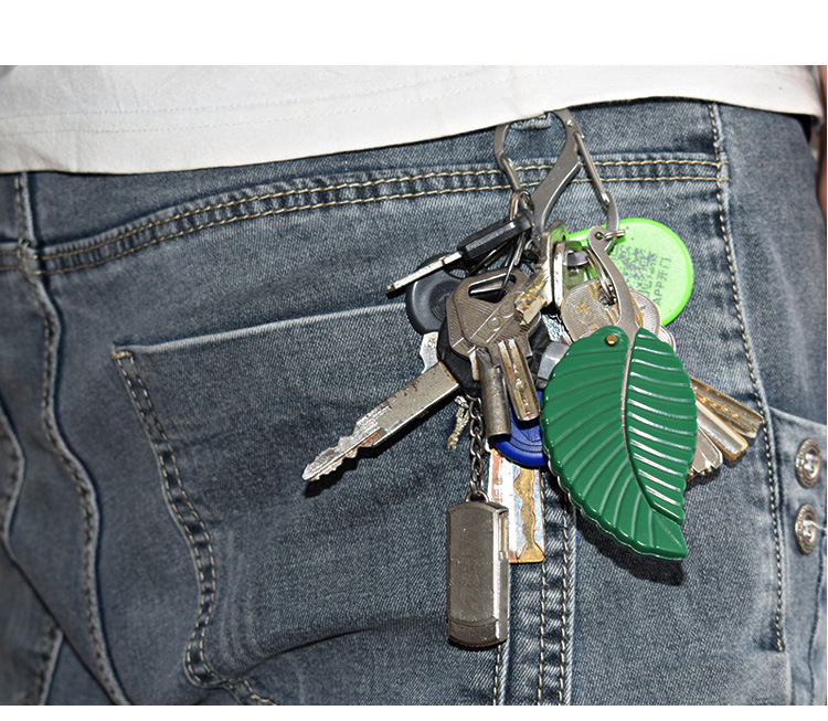 Creative green leaf knife golden Knives portable key accessories folding EDC tool peeler HW147