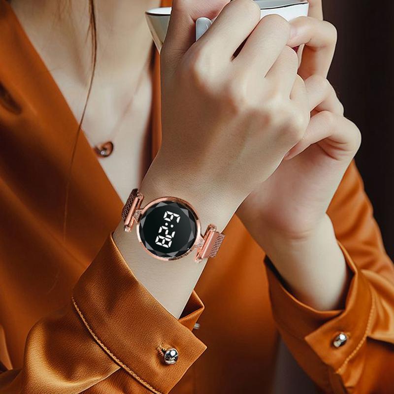 Wristwatches Luxury Digital Magnet Watches For Women Rose Gold Stainless Steel Dress LED Quartz Watch Female Clock, Black
Wristwatches Luxury Digital Magnet Watches For Women Rose Gold Stainless Steel Dress LED Quartz Watch Female Clock, Black