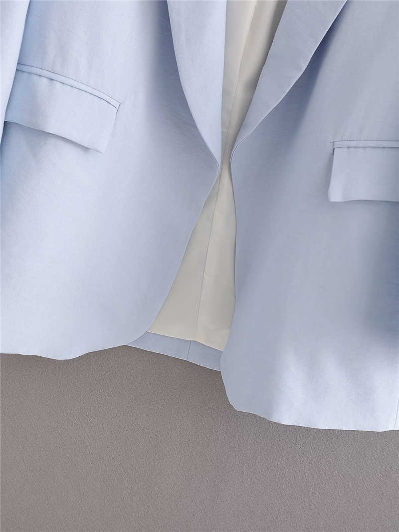 elegant women sky blue blazer jackets fashion ladies full sleeve suits casual female pocket chic girls 210527