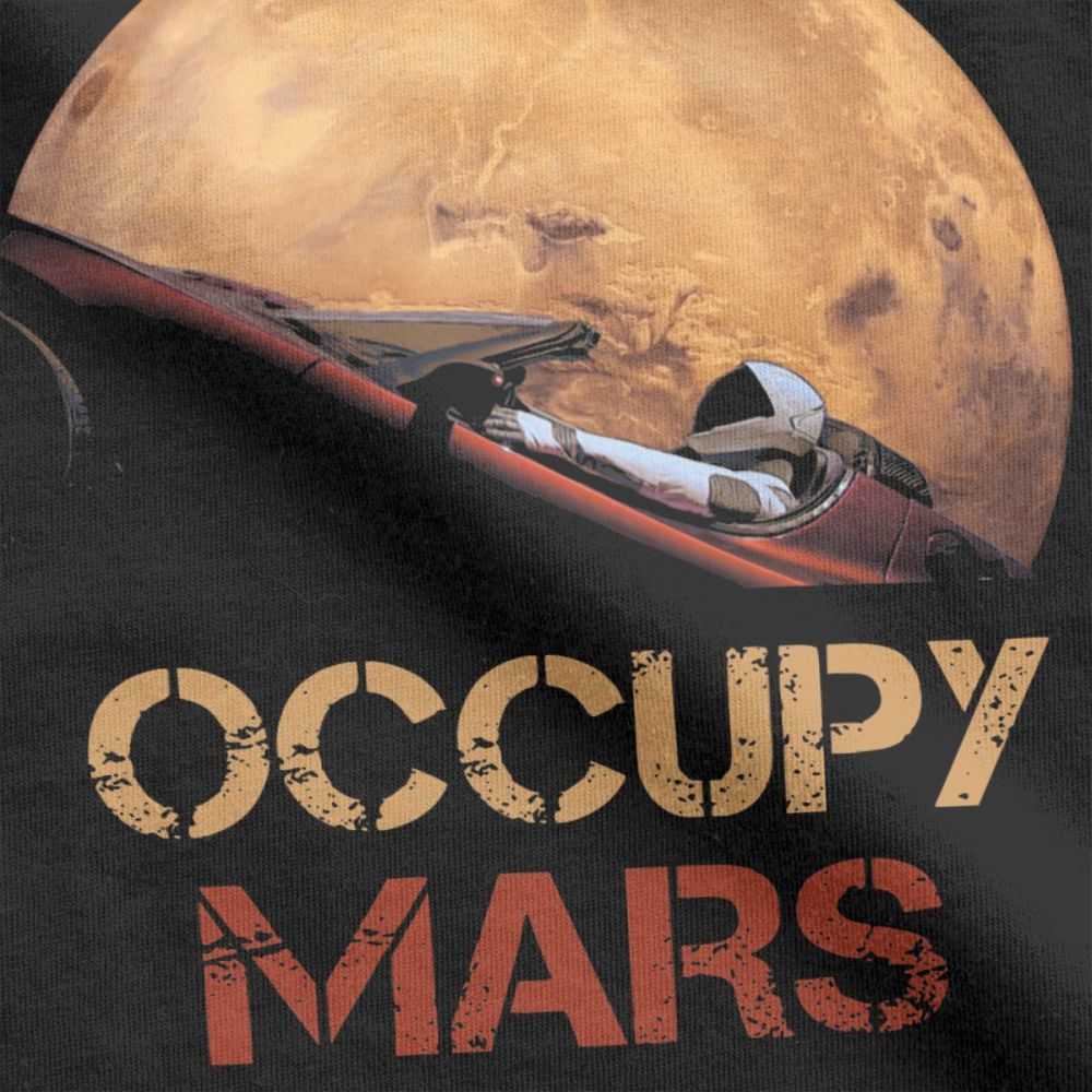 Occupy Mars T Shirt Spacex Starman T-Shirt Men Elon Musk Falcon Heavy 9 Short Sleeve Novelty Tees Crewneck 100% Cotton Clothes 210629