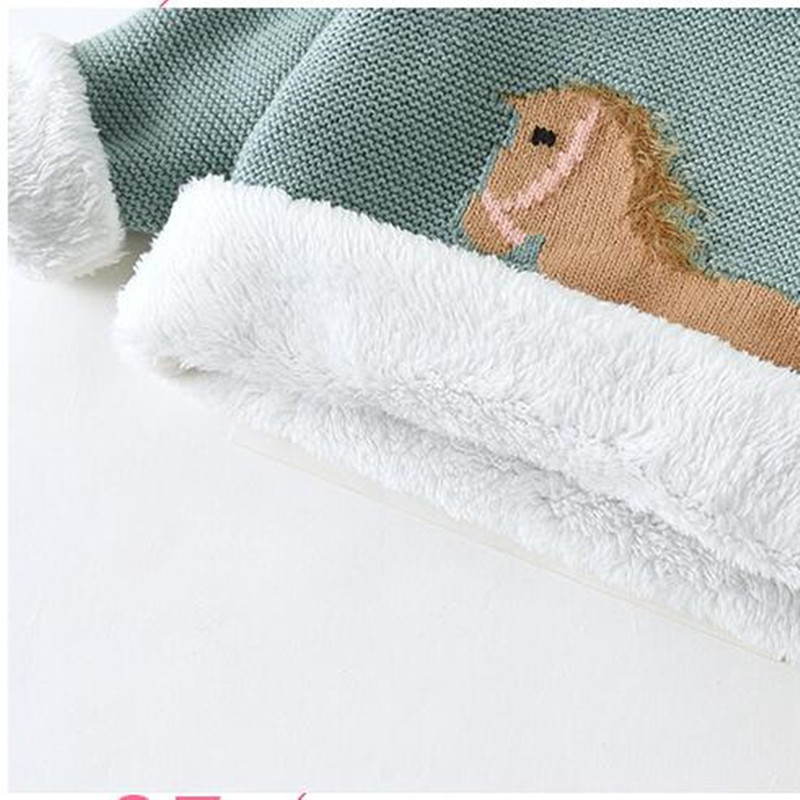 Knitted Baby Clothes Girls Sweater Infant Clothing Newborn Baby Boy Sweaters Thick Fleece Unicorn Kids Sweaters Toddler Cardiagn 210308