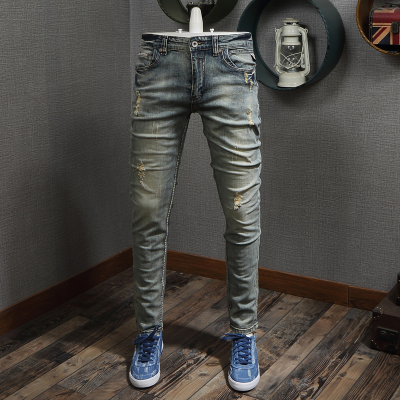 2021 New Newly Designer Slim Fit Retro Wash Ripped Men Vintage Denim Pants Italian Style Classical Elastic Jeans X557, Retro color
2021 New Newly Designer Slim Fit Retro Wash Ripped Men Vintage Denim Pants Italian Style Classical Elastic Jeans X557, Retro color