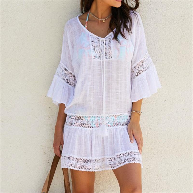 Casual Dresses 2021 Summer Bamboo Cotton Beachwear Women White Lace Patchwork Tunic Bohemian Vestidos Bikini Cover Up
Casual Dresses 2021 Summer Bamboo Cotton Beachwear Women White Lace Patchwork Tunic Bohemian Vestidos Bikini Cover Up