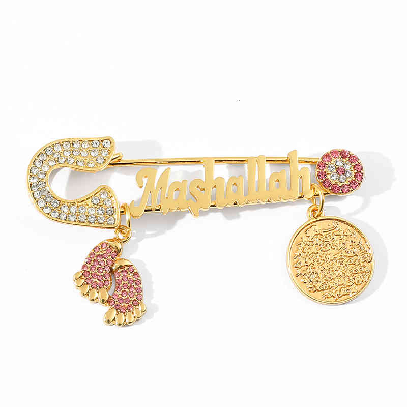 Brooch Religious Scripture Ayatul Kursi Mashallah Zircon Islamic Muslim Pin