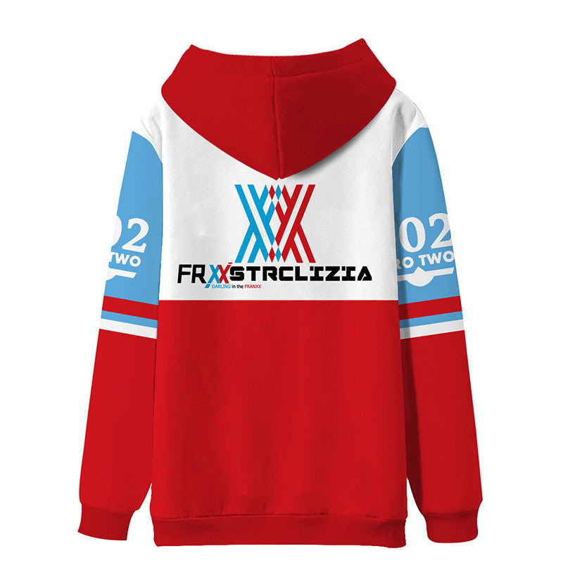 Anime Hoodie Darling in the franxx 02 ZERO TWO HIRO ICHIGO Cosplay Hooded Sweatshirt Full Color Print Pullover Teen Couple Coat 201020