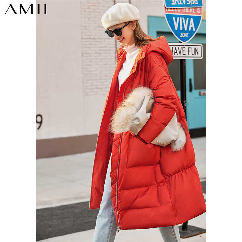 Minimalism Women Winter Thick Hooded White duck down Coat Fashion Causal 90%White Female Jacket 11920264 210527