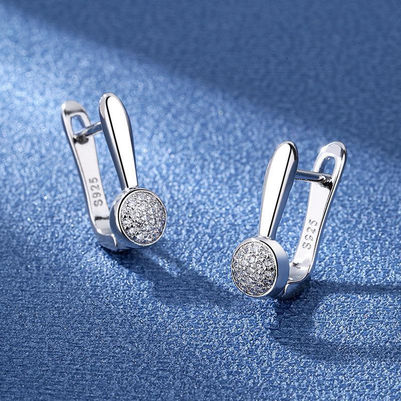 Stud Fashion Round Geometric Women Earrings Cubic Zirconia Wedding Party Daily Wearable Jewelry Drop