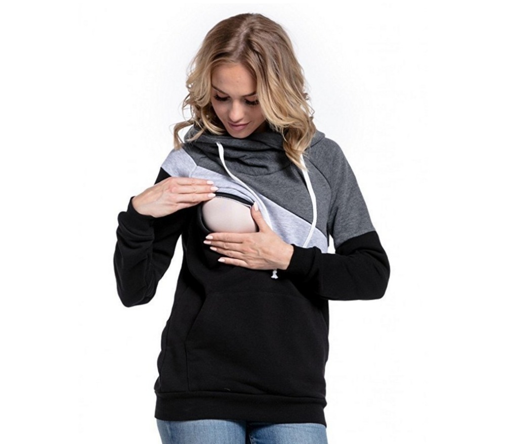 HGTE Casual Hoodies Sweatsgurts Women Maternity Nursing Pullover Breastfeeding For Pregnant Women Mother Breast Feeding Tops 201102