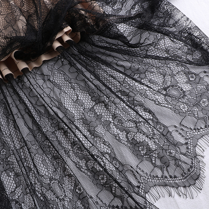Spring Autumn Elegant Patchwork Lace Skirt Women Vintage Panelled Striped High Waist Skirts Slim Pleated Party Skirts Mw870 210306
