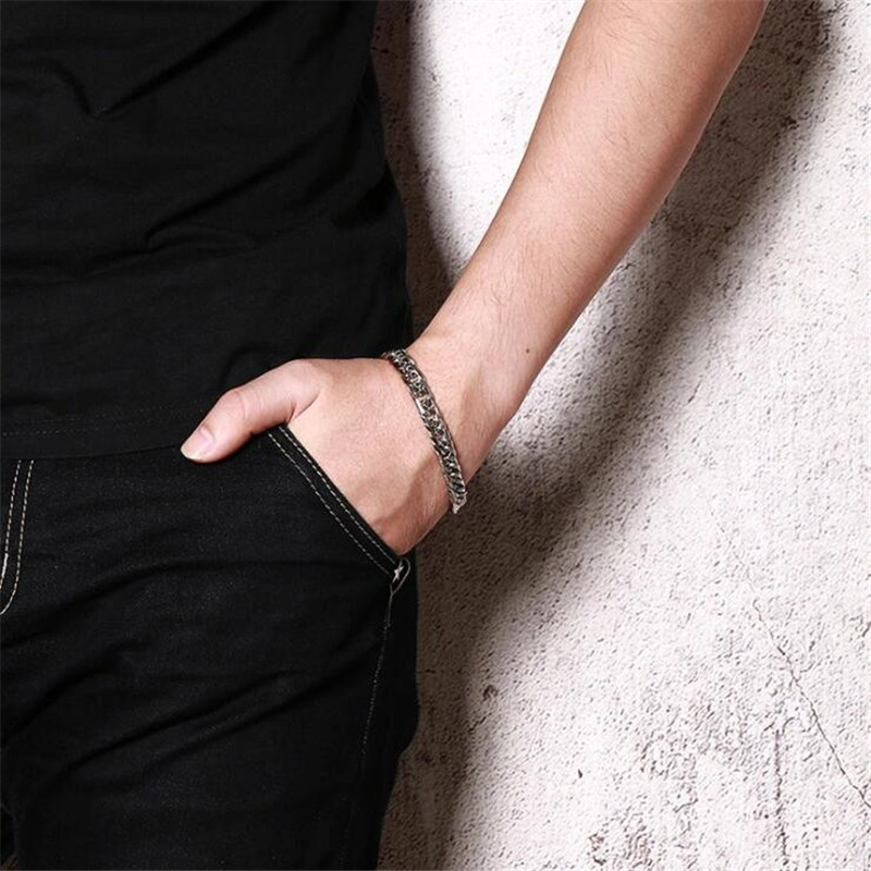 2021 New Arrival Sparkling Hip Hop Vintage Jewelry stainless steel High Quality Crude Women Lucky Promise Men Party Chain Bracelet Gift