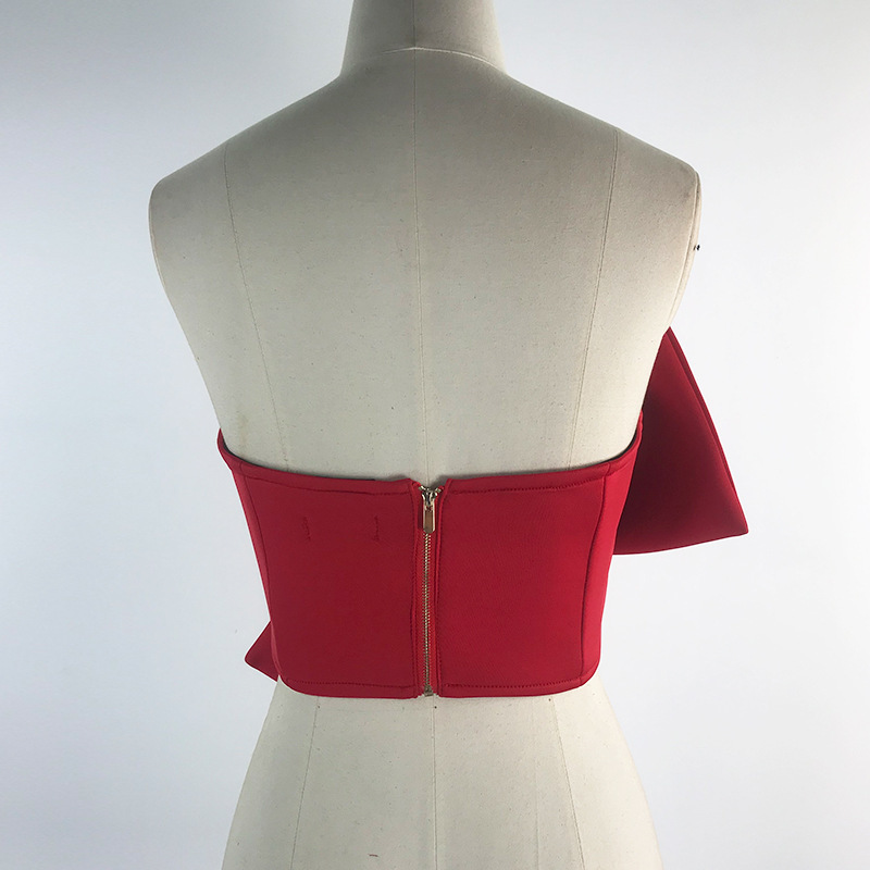 DEAT New Spring Fashion Temperament Korea Solid Color Sexy Bow Wrapped Chest Women Tops Tide PD121 210306