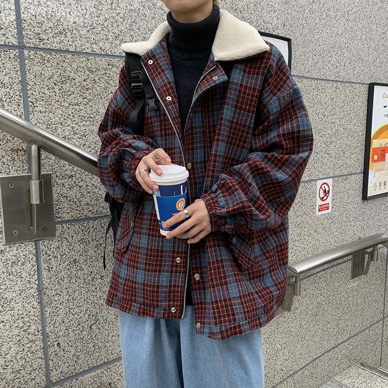 2021 New Winter Plaid Men's Fashion Retro Casual Men Streetwear Loose Korean Short Woolen Coat Mens Overcoat 1lp0, Dark red
2021 New Winter Plaid Men's Fashion Retro Casual Men Streetwear Loose Korean Short Woolen Coat Mens Overcoat 1lp0, Dark red