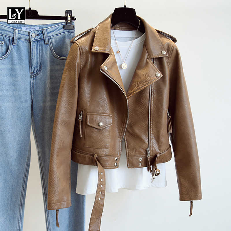 LY VAREY LIN Spring Women Biker Moto Jacket Slim Streetwear Khaki Leather Coat with Belt Outerwear Faux 210526, Beige
LY VAREY LIN Spring Women Biker Moto Jacket Slim Streetwear Khaki Leather Coat with Belt Outerwear Faux 210526, Beige