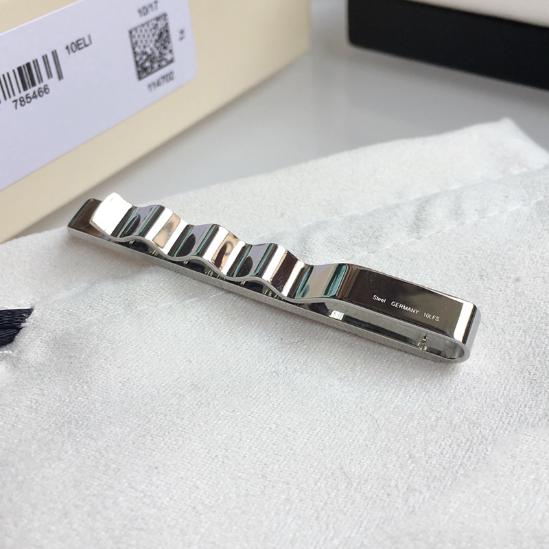 Tie Clip Titanium Steel Metal Fashion steels Silver Ties Pins Bar Buckle Pin with Box