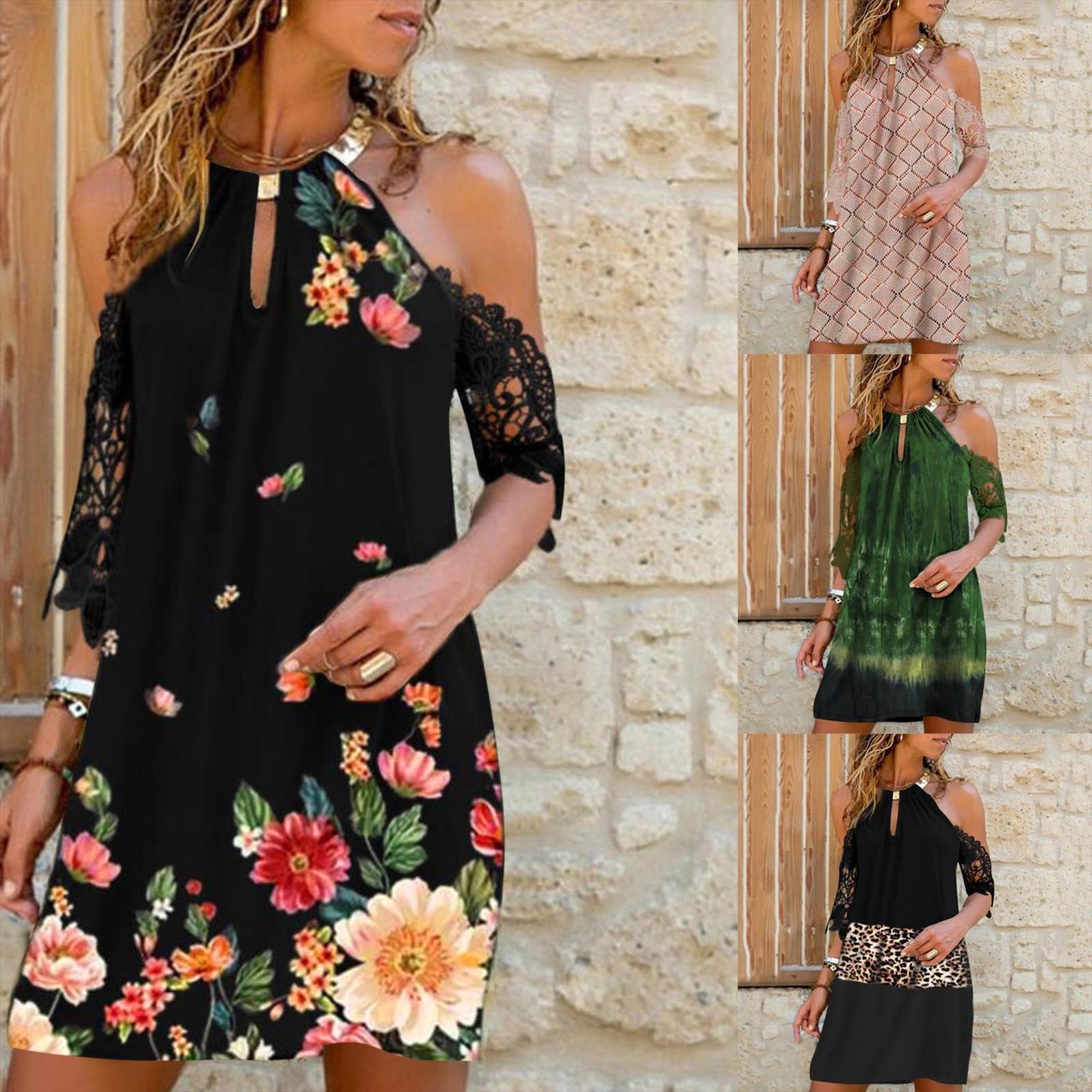 harajuku solid color women dress lace sleeve halter neck strapless bohemian dresses summer ropa mujer vetements, Black;gray
harajuku solid color women dress lace sleeve halter neck strapless bohemian dresses summer ropa mujer vetements, Black;gray