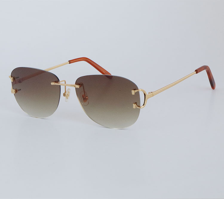 Wholesale Selling UV400 Protection 4193828 Rimless Sunglasses fashion men Woman sport glasses outdoors driving gold metal frame Eyeglasses male and female
