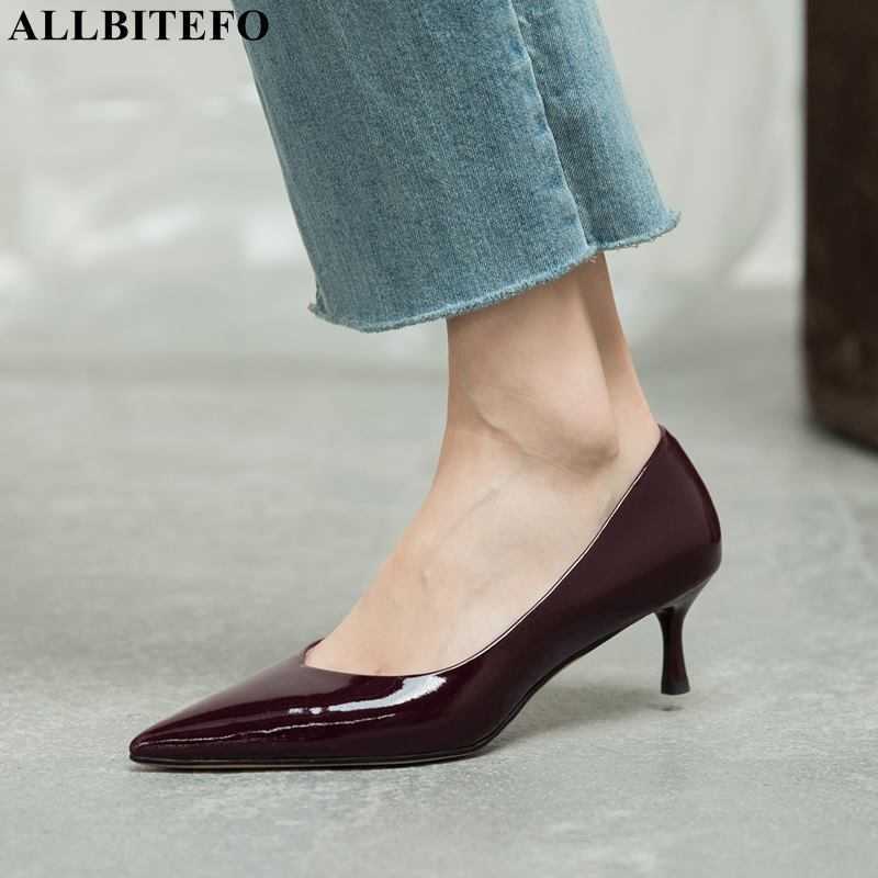ALLBITEFO natural genuine leather women heels shoes pointed toe fashion sexy high heel shoes Sheepskin insole high heels 210611, As picture 
ALLBITEFO natural genuine leather women heels shoes pointed toe fashion sexy high heel shoes Sheepskin insole high heels 210611, As picture