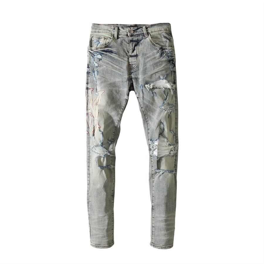 Fashion Designer Men Jeans Spring Summer Ripped Jeans Straight elastic Casual Motorcycle Biker Stretch Denim Trousers, Light blue
Fashion Designer Men Jeans Spring Summer Ripped Jeans Straight elastic Casual Motorcycle Biker Stretch Denim Trousers, Light blue