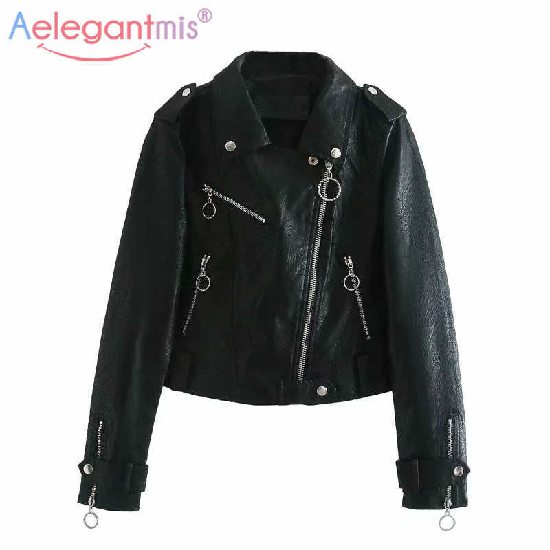 Aelegantmis Spring Round Zipper Soft Faux Leather Jacket Women Fashion Motorcycle PU Ladies Basic Street Coat 210607, Black
Aelegantmis Spring Round Zipper Soft Faux Leather Jacket Women Fashion Motorcycle PU Ladies Basic Street Coat 210607, Black