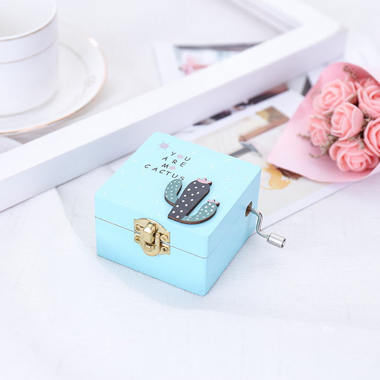 sic Box Solid Wooden With Mirror Hand Made Creative Cactus Design Craft Exquisite sical Gifts Free DHL Free shipping