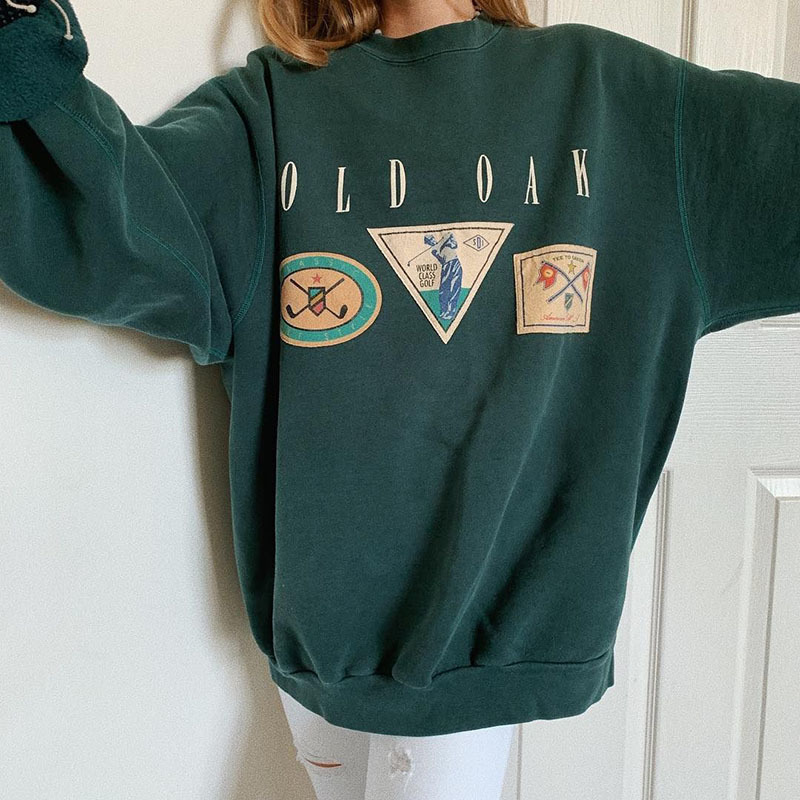 Fashion Women's Cotton Sweatshirts Women Round Collar Letter Print Loose Pullovers Top Vintage Casual Loose Sweatshirts Moletom 201211