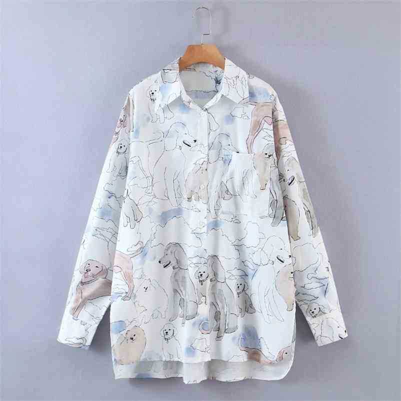 Women Dog Print Single Pocket Loose Shirts Female Long Sleeve Blouses Casual Lady Turndown Collar Tops Blusas S8275 210525, As pic
Women Dog Print Single Pocket Loose Shirts Female Long Sleeve Blouses Casual Lady Turndown Collar Tops Blusas S8275 210525, As pic