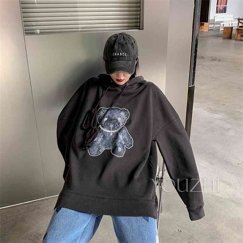we11done 20fw reflective bear print washing water used hooded loose sweater women, Dark gray
we11done 20fw reflective bear print washing water used hooded loose sweater women, Dark gray