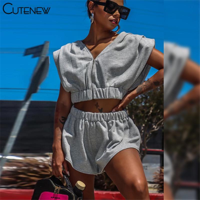 Women's Tracksuits Cute Solid Cotton Two Piece Sets Women Outfits Harajuku Oversized Short Sleeve V-Neck Tops + Stretchy Shorts Casual Lady, Gray
Women's Tracksuits Cute Solid Cotton Two Piece Sets Women Outfits Harajuku Oversized Short Sleeve V-Neck Tops + Stretchy Shorts Casual Lady, Gray