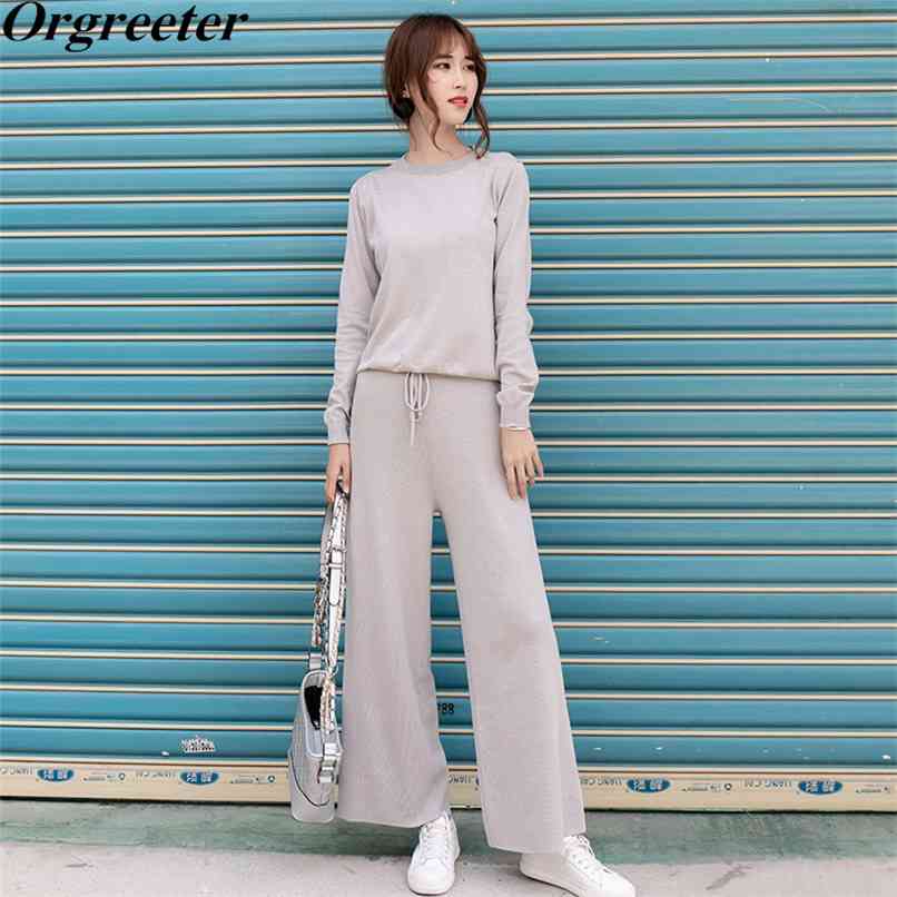Free Casual Tracksuit Knitted Sweatshirts Two Piece set Women Knit Wide leg pants Set Solid Sporting Suit 210602, Picture color
Free Casual Tracksuit Knitted Sweatshirts Two Piece set Women Knit Wide leg pants Set Solid Sporting Suit 210602, Picture color