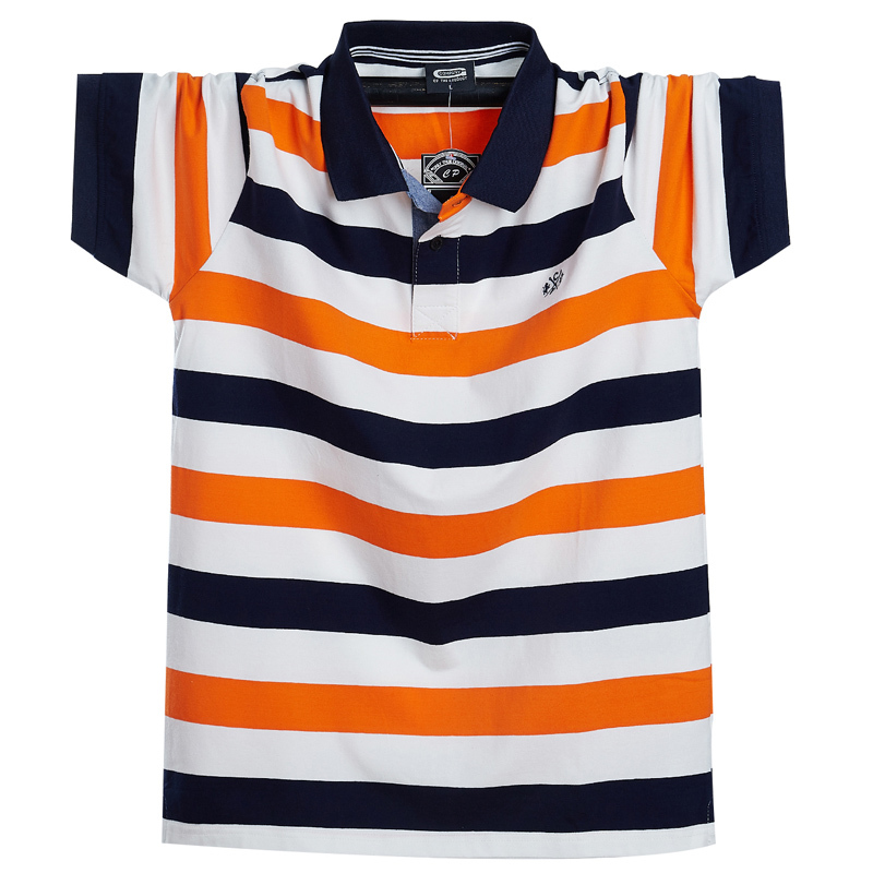 Men Polo Shirt Summer Men's Casual Breathable Plus Size 5XL 6XL Striped Short Sleeve Polo Shirt Pure Cotton Fashion Men Clothes 210308