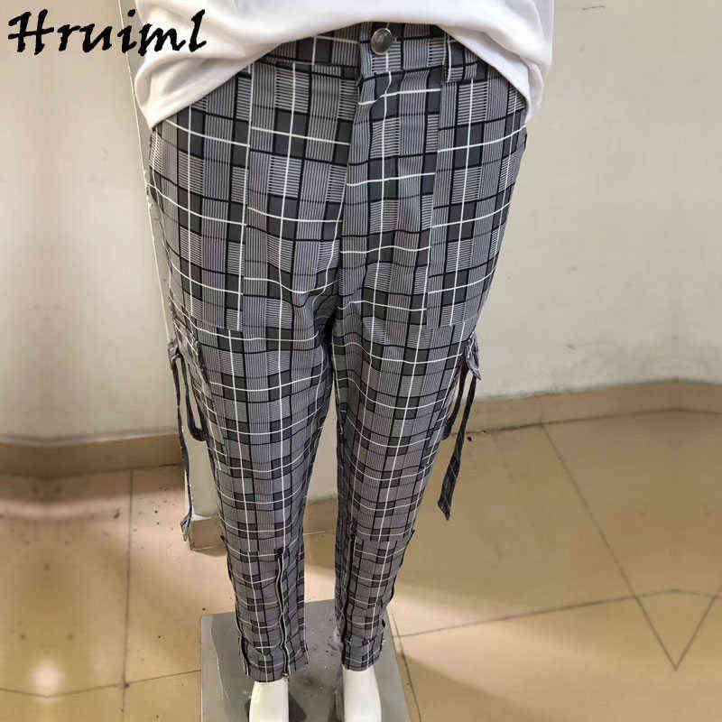 Women Pants Slim Pocket Solid Color Streetwear Female Fashion Casual Plus Size S-5XL Zipper Tie Feet Trousers 211115