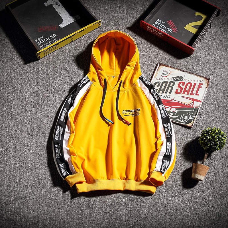 Hip Hop Hoodie Sweatshirt Men Spring Autumn Streetwear Hooded Sweatshirt Side Striped Casual Hoodies Mens Oversized Hoodies 201128