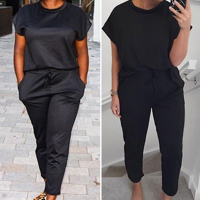 Vicabo O-neck Casual Sets for Women Summer Tops and Pants Set Ladies Pocket Comfy Loungewear Outfits T200603
