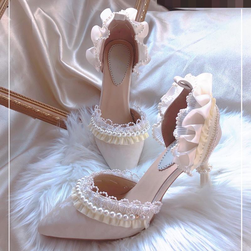 Dress Shoes Summer Lady Women's Lace Thin Heels High Heel Shallow Mouth Single Shoe Ankle Strap Pearl Pumps Party Sandalias Mujer, Pink
Dress Shoes Summer Lady Women's Lace Thin Heels High Heel Shallow Mouth Single Shoe Ankle Strap Pearl Pumps Party Sandalias Mujer, Pink