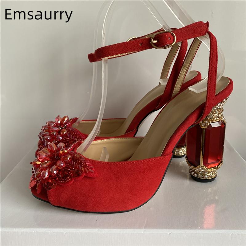 Sandals Beading Sequins Flowers For Girls Women Jeweled Diamond High Heels Ankle Strap Luxury Suede Summer Sandalias, Red
Sandals Beading Sequins Flowers For Girls Women Jeweled Diamond High Heels Ankle Strap Luxury Suede Summer Sandalias, Red