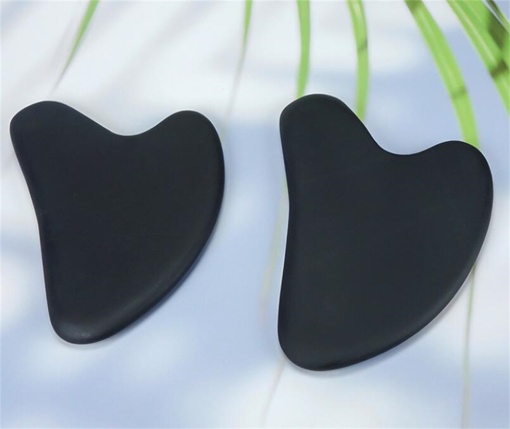 Wholesale Gua Sha Facial Body Massage Tools Heart Bian Stone 3D GuaSha Scraping Tool Black
