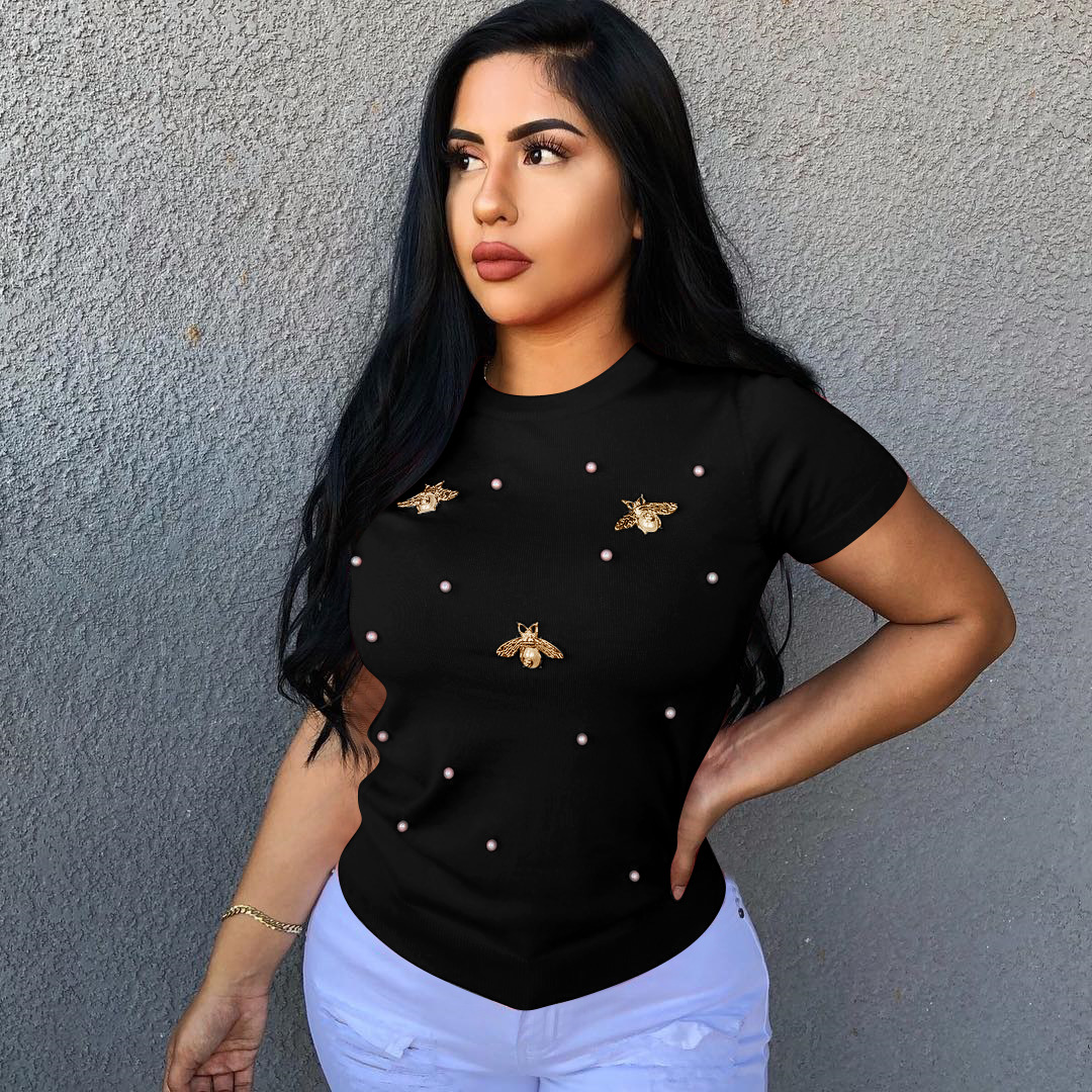 Fashion-Luxury Womens Colorful Bee Tshirts O-neck Short Sleeved Shirts Women Tshirts Girls Designer Summer Tees Plus Size, White
Fashion-Luxury Womens Colorful Bee Tshirts O-neck Short Sleeved Shirts Women Tshirts Girls Designer Summer Tees Plus Size, White