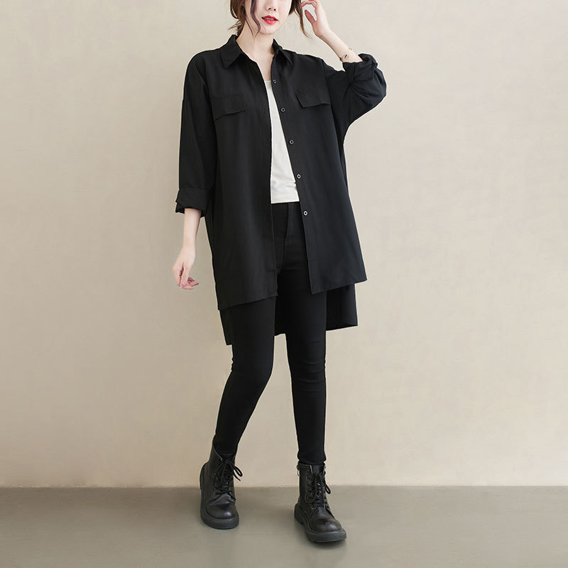 DIMANAF Plus Size Shirts Women Blouse Casual Cardigan Basic Spring Full Sleeve Big Size Blouse Oversize 5XL 210225