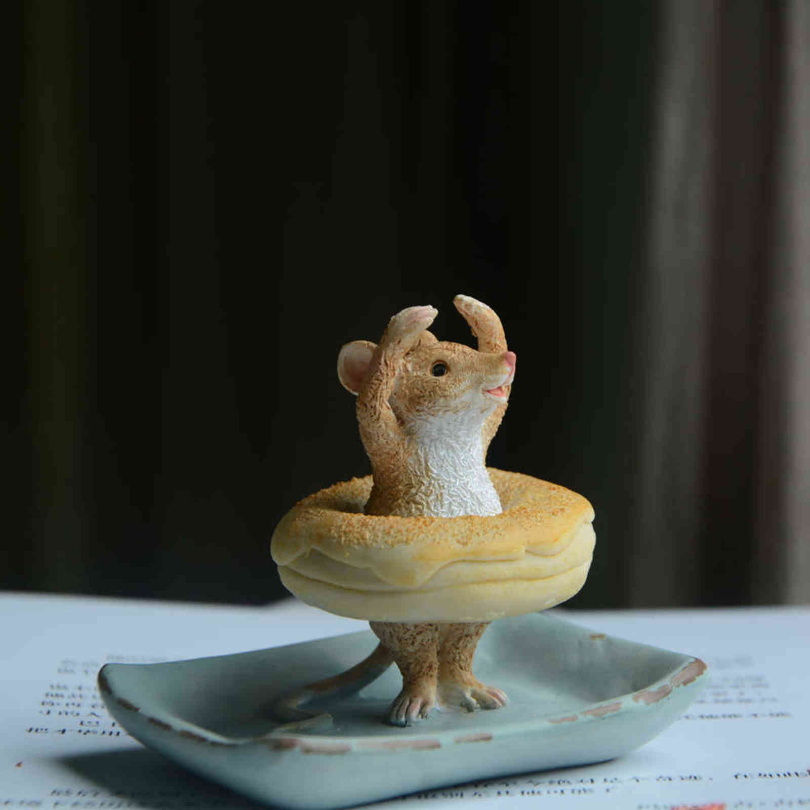 Cute Small Cat and Mice Resin Figurines for Home Decor Mouse Rat Ornaments Miniature Fairy Garden Animal Decoration Gril Gifts 211108