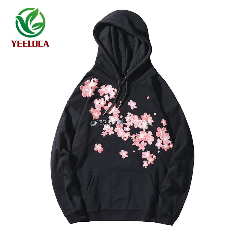 Drop Chinese Style Cherry Blossom Hoodie Oversized Couple High Street Hip Hop Rock Band Sweatshirt Autumn Winter 201020