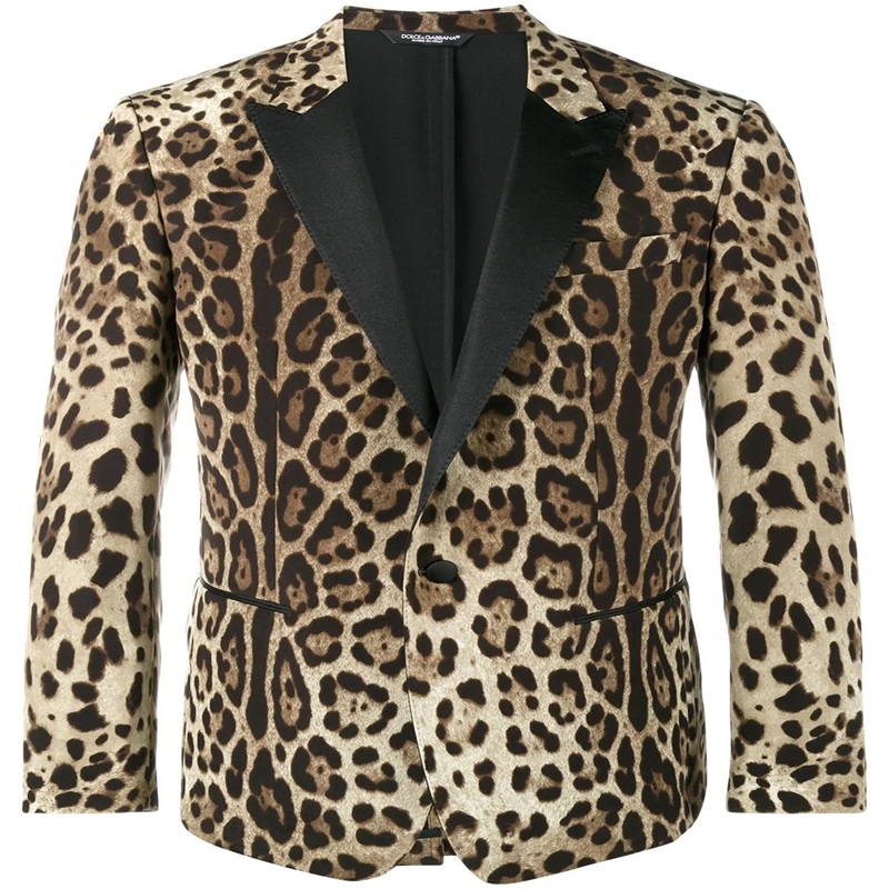 Two Pieces Leopard Men Suits Modern Custom Made Handsome Spring Suits One Button Formal Business Coat+Pant