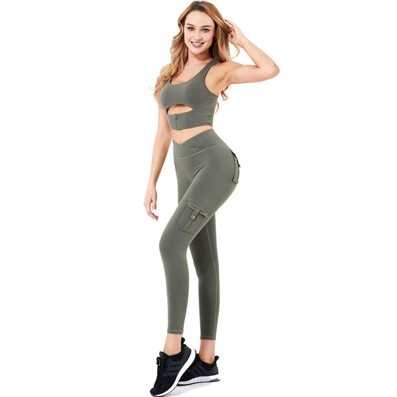 Women Yoga Set More Pocket Fitness Suit 2 Piece Sport Leggings and Top Zipper Hollow Out Gym Sportwear Elastic Workout Clothes, Black
Women Yoga Set More Pocket Fitness Suit 2 Piece Sport Leggings and Top Zipper Hollow Out Gym Sportwear Elastic Workout Clothes, Black