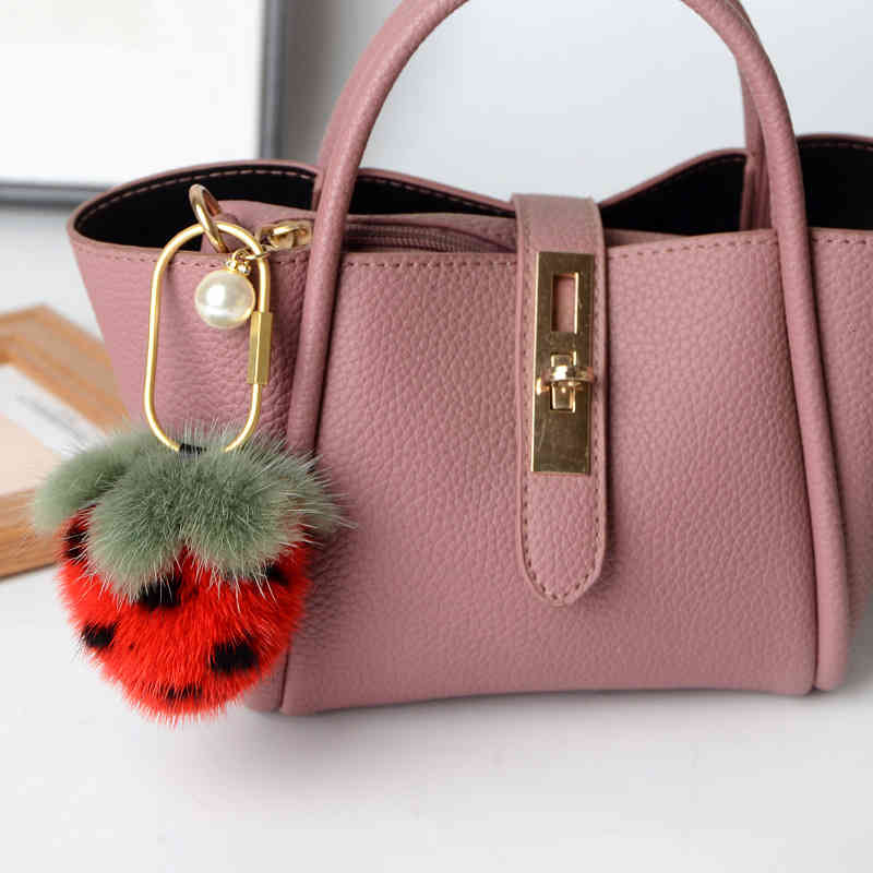 Mink Fur Grass Pendant Whole Key Chain Car Plush Toy Korean Version