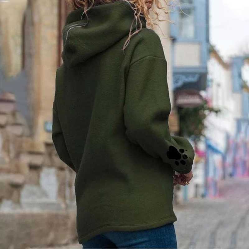 Autumn Printed Warm Women's Hooded Sweatshirts Long Sleeve Winter Female Sweatshirt Solid New Streetwear Casual Lady Pullovers 201102