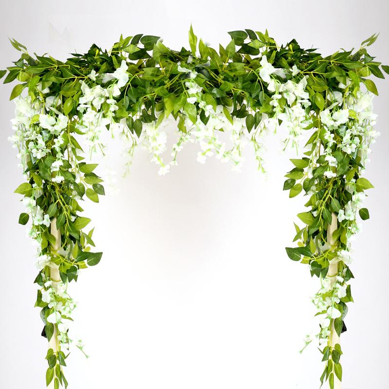 Silk Rose Vine Hanging Artificial Flowers for Wall Decoration Rattan Fake Plants Leaves Wisteria Garland Wedding Home Decoration