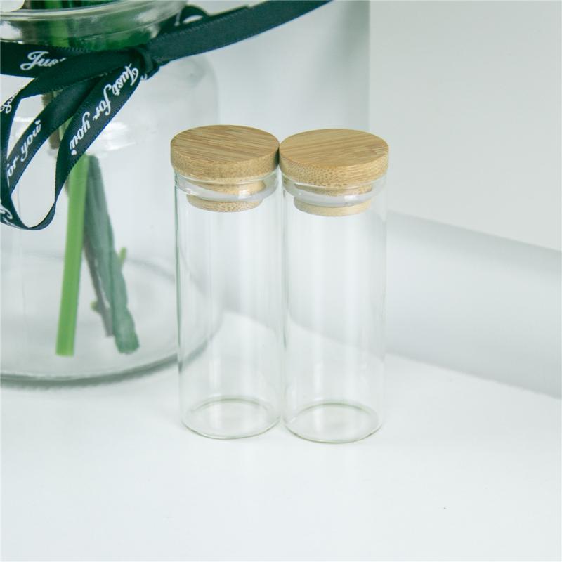 5Pcs 40ml Hyaline Glass Vials with Bamboo Wood Rubber Cap Delicate Practical Craft Travel Sub Bottling Exquisitely made