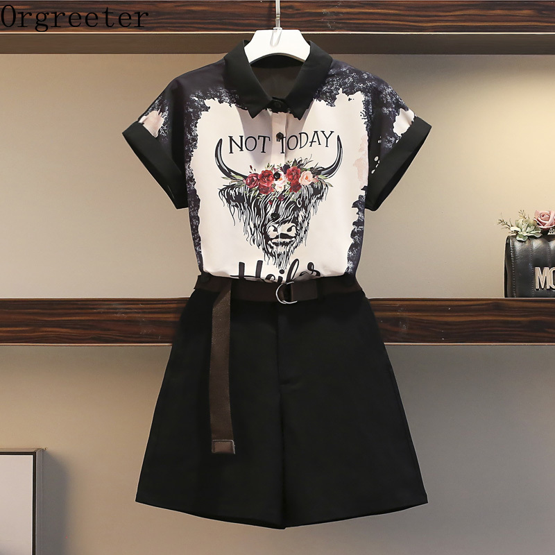 European Fashion Printing Shirt Two piece Set Summer Short-sleeved Chiffon Blouse Tops Plus size Half Pants Suits 210525, Only shirt 4
European Fashion Printing Shirt Two piece Set Summer Short-sleeved Chiffon Blouse Tops Plus size Half Pants Suits 210525, Only shirt 4