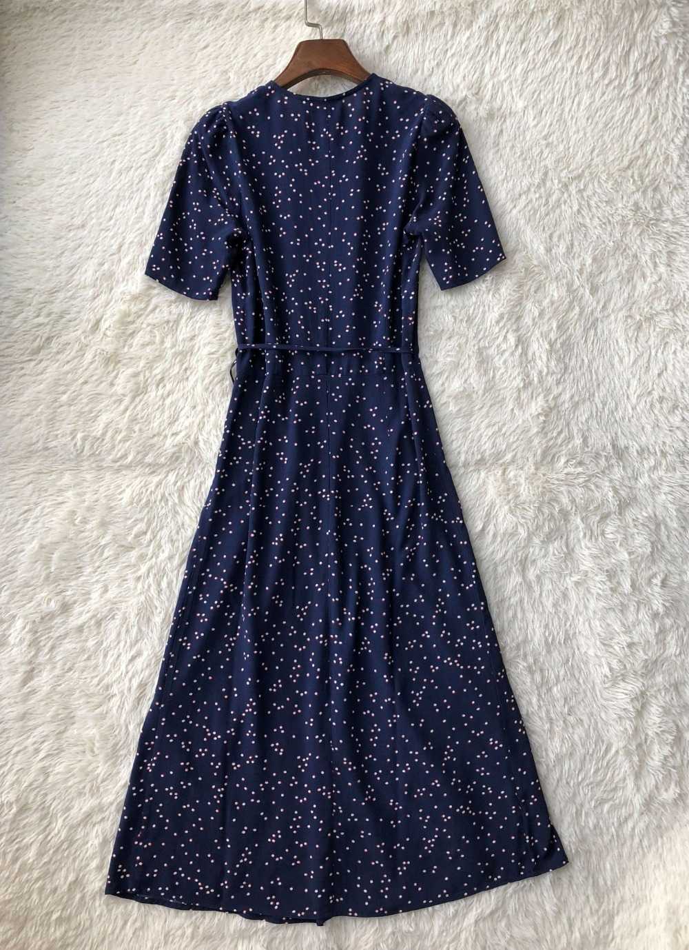 Women Long Wrap Dress Floral Print Short Sleeve Waist Buttons Soft Viscose Sexy Sweet Slim Chic Midi With Belt 210623