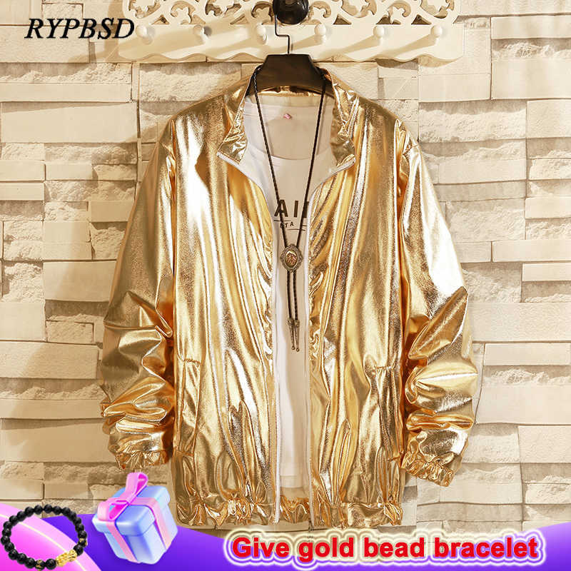 Mens Windbreaker Jackets Nightclub Stage Singer Costume Streetwear Harajuku Hip Hop Jacket Gold Silver Fashion Autumn Men Solid X0621
Mens Windbreaker Jackets Nightclub Stage Singer Costume Streetwear Harajuku Hip Hop Jacket Gold Silver Fashion Autumn Men Solid X0621